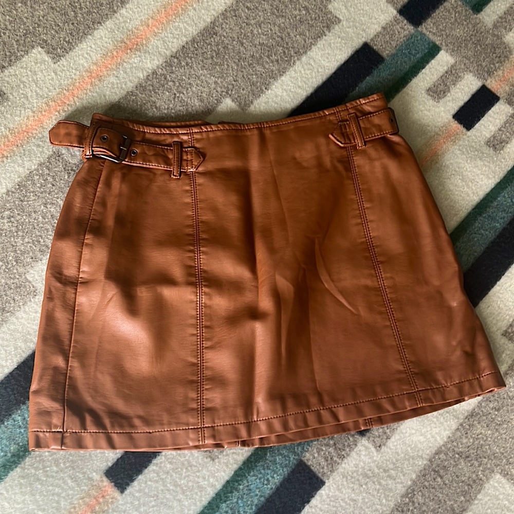 FREE PEOPLE Vegan Leather Mini Skirt